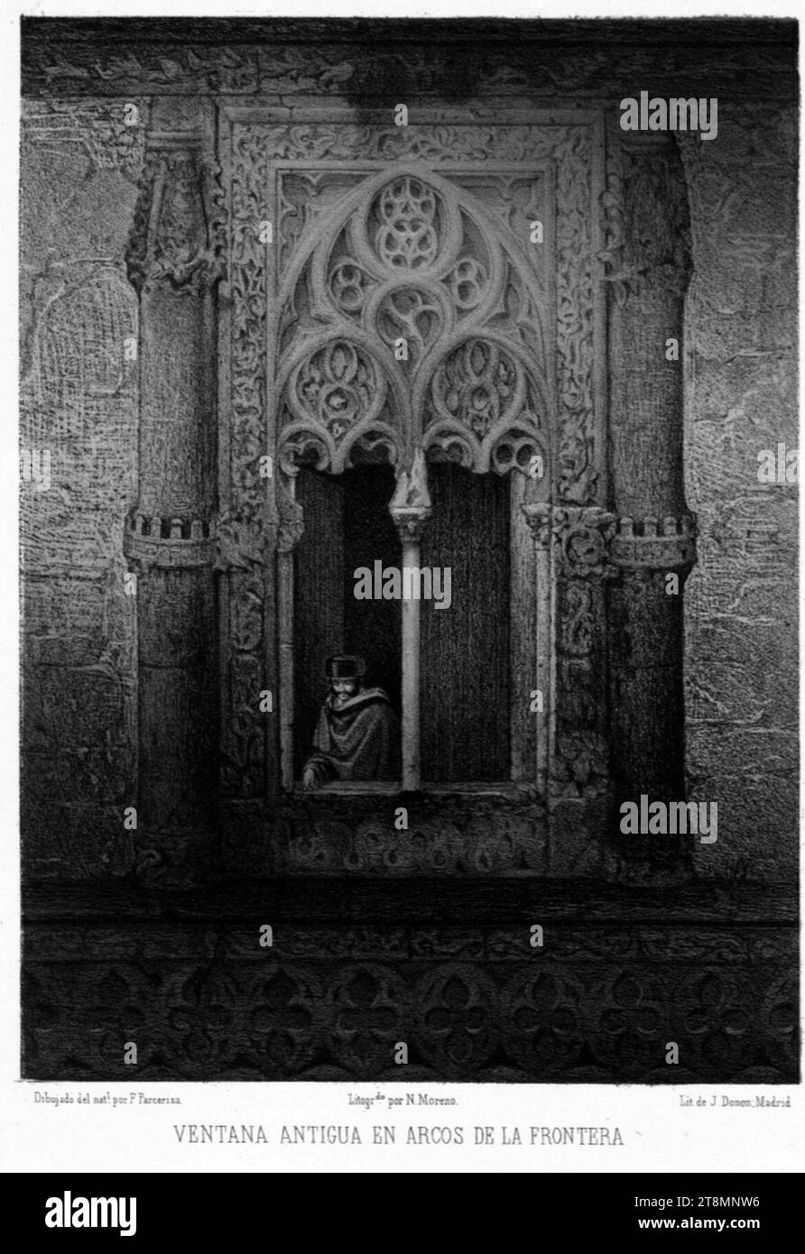 Ventana antigua en Arcos de la Frontera. Stockfoto