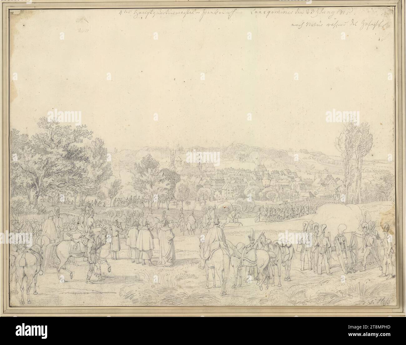 Truppen vor Saargemünd, Peter von Hess (Düsseldorf 1792 - 1871 München), 1815, Zeichnung, Bleistift, 21,2 x 27,4 cm Stockfoto
