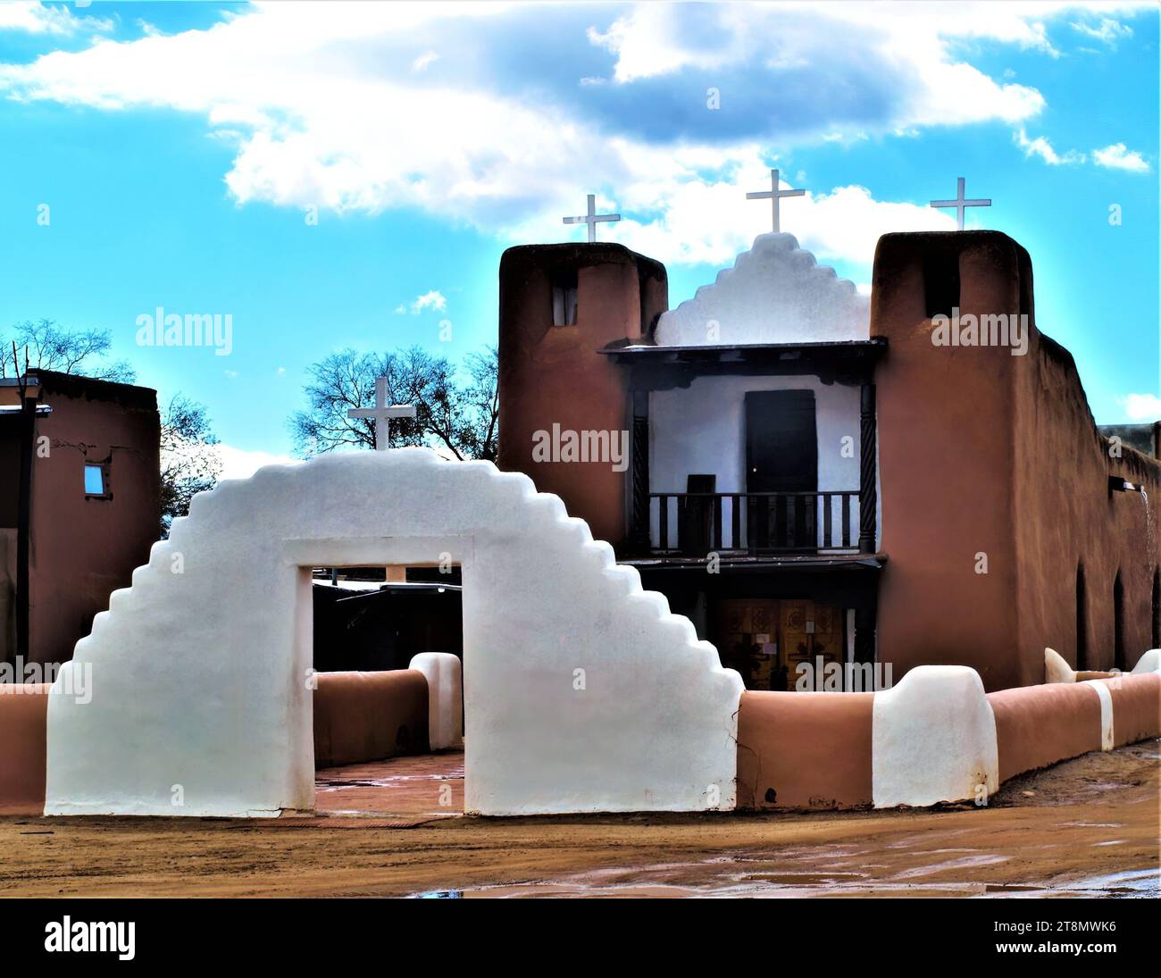 Kirche San Geronimo im Taos Pueblo New Mexico Stockfoto