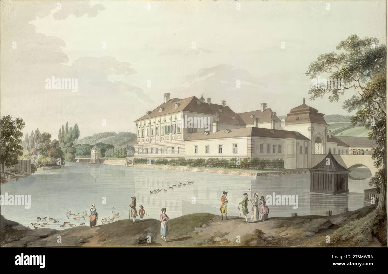 Schloss Hadersdorf, 1790-1810, Zeichnung, Aquarell, 26,6 x 41,9 cm, l. und Herzog Albrecht von Sachsen-Teschen Stockfoto