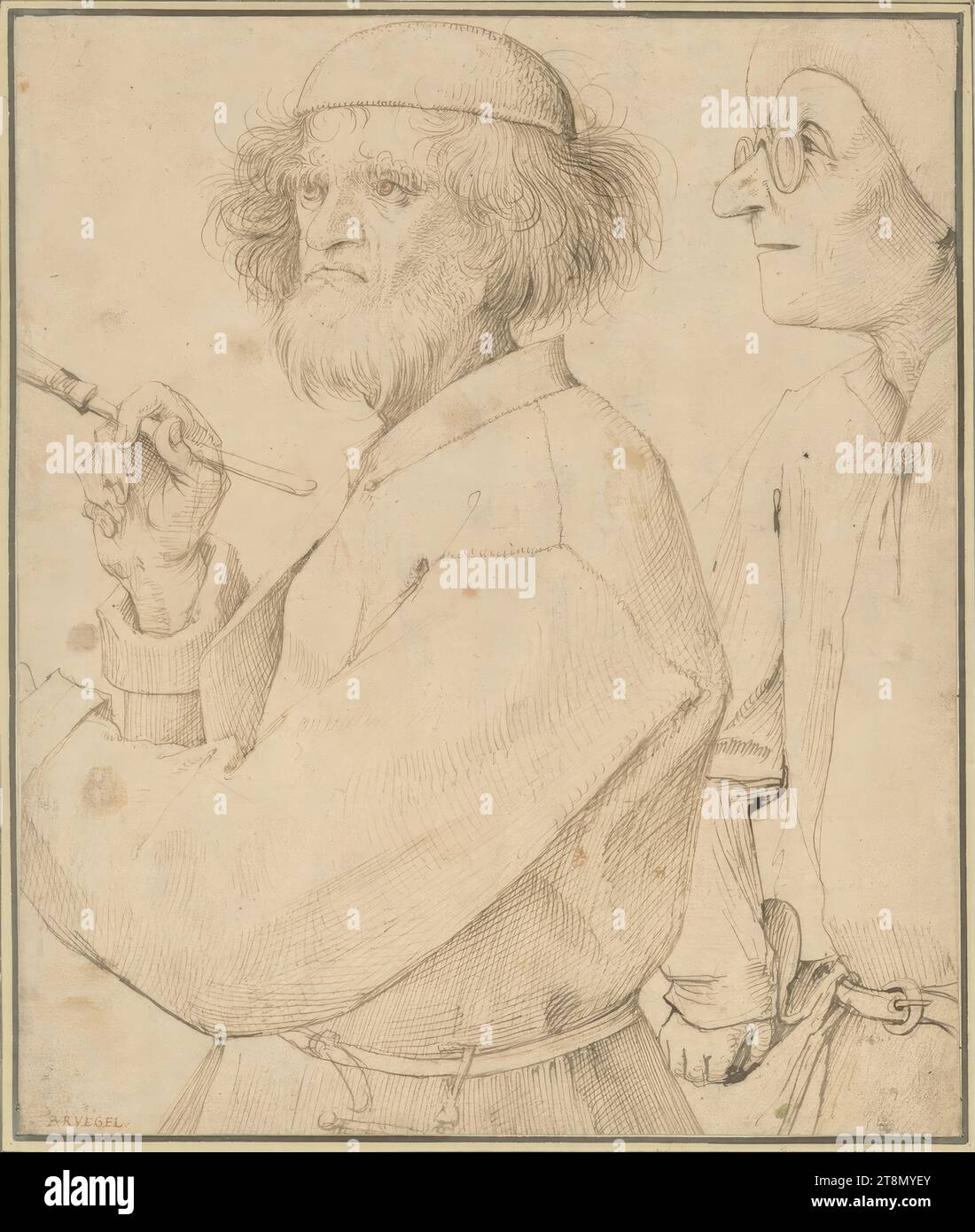 Maler und Käufer, Pieter Bruegel der Jüngere (Breda?) 1526/27 - 1569 Brüssel), um 1566, Zeichnung, Stift und Tusche in Braun, 25,5 x 21,5 cm, l. l. l. Herzog Albert von Sachsen-Teschen, l.u. von jemand anderem Hand geschrieben: 'BRVEGEL Stockfoto