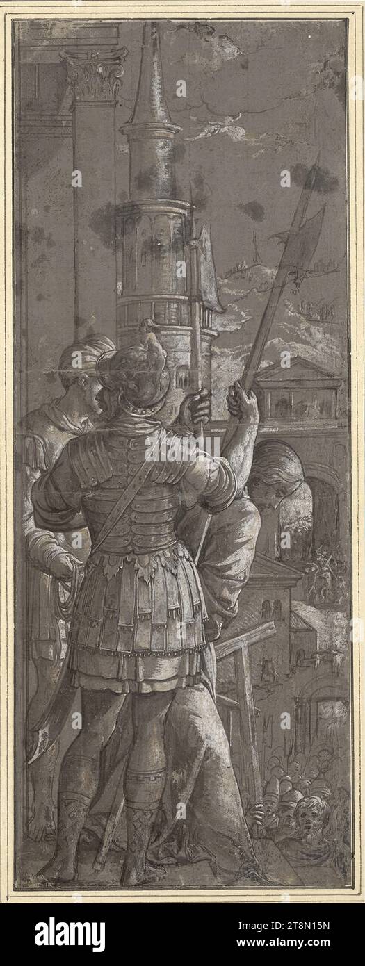 Ecce homo, unbestimmt, um 1550/1560, Zeichnung, Pinsel in grau und weiß, auf grundiertem Papier, 34 x 13,1 cm, links unten 'JAN SWART' (auf passepartout); R.b.: 'N. 96a' (auf passepartout) Stockfoto