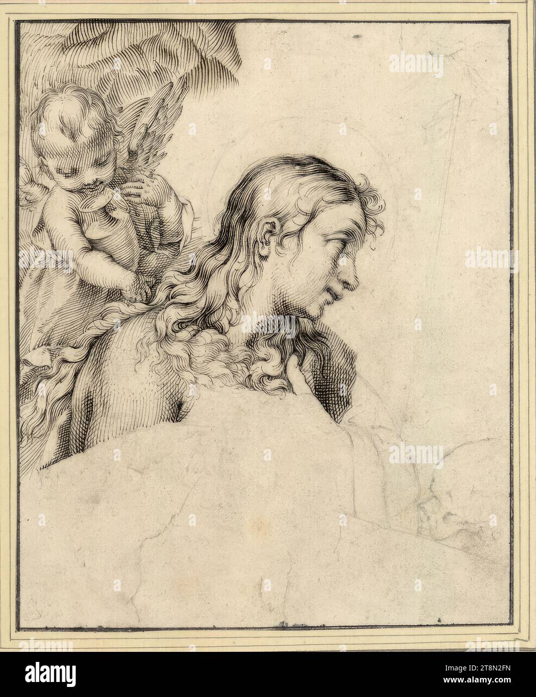 Die Buße Maria Magdalena, anonym, Zeichnung, schwarze Kreide, schwarzer und brauner Stift, 17,9 x 14,5 cm, l. und Herzog Albrecht von Sachsen-Teschen Stockfoto