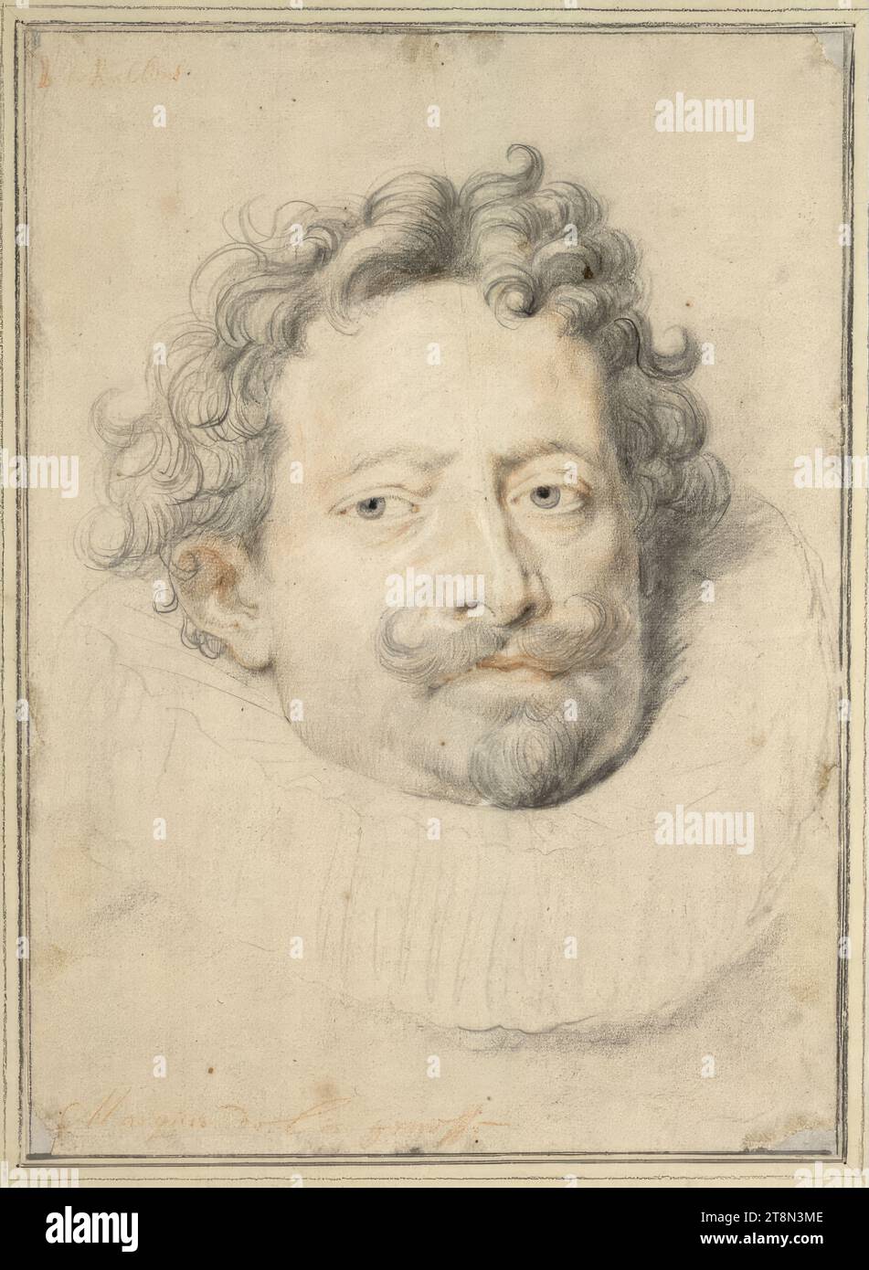 Don Diego Messía (Mexía) Felipe de Guzmán, Markgraf von Leganés, Peter Paul Rubens (Siegen 1577 - 1640 Antwerpen), September - Dezember 1627, Zeichnung, schwarze Kreide und rote Kreide sowie Spuren von weißer Kreide, 38,5 x 27,6 cm, Herzog Albert von Sachsen-Teschen und "Marquis de la genese" (von anderer Hand); l.o. 'PP-Kautschuk Stockfoto