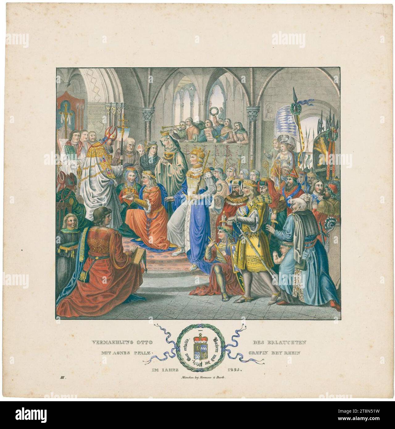 Vermaehlung Otto des Erlauchten mit Agnes Pfalzgraefin bey Rhein im Jahre 1225 Röckel, Wilhelm. Stockfoto