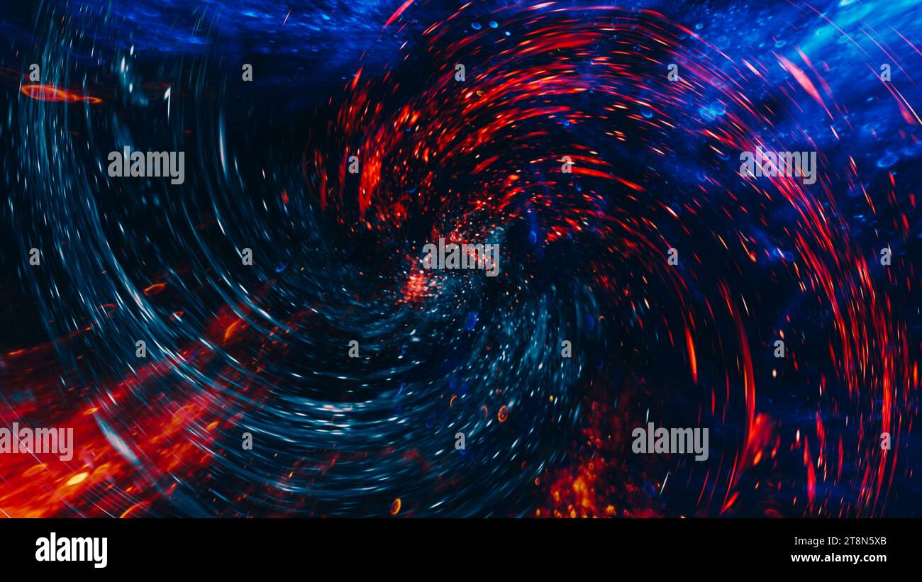 Farbenfroher Wirbelhintergrund rot blau glitzert Spirale Stockfoto
