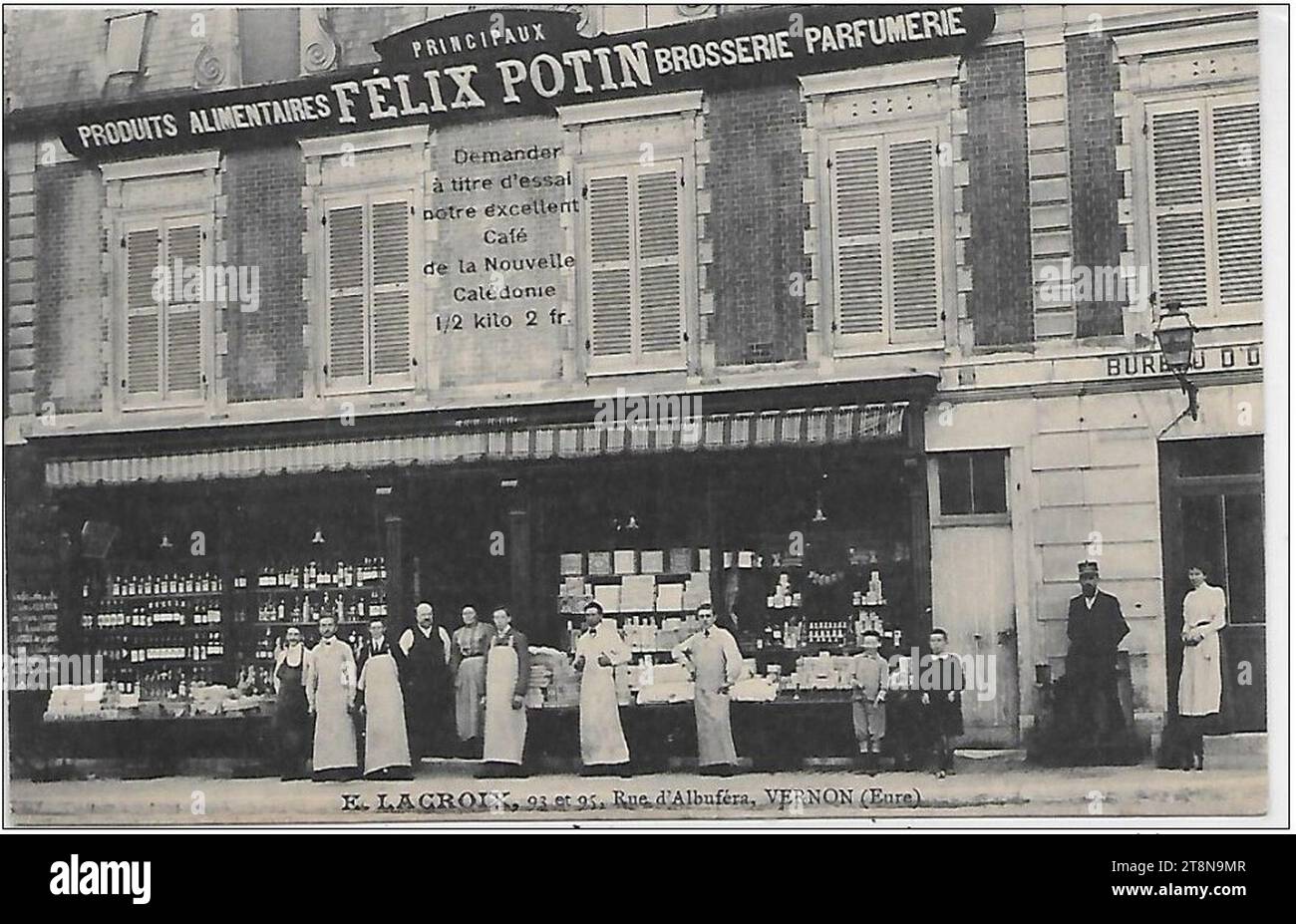 Vernon-devanture-magasin-felix-potin-01. Stockfoto