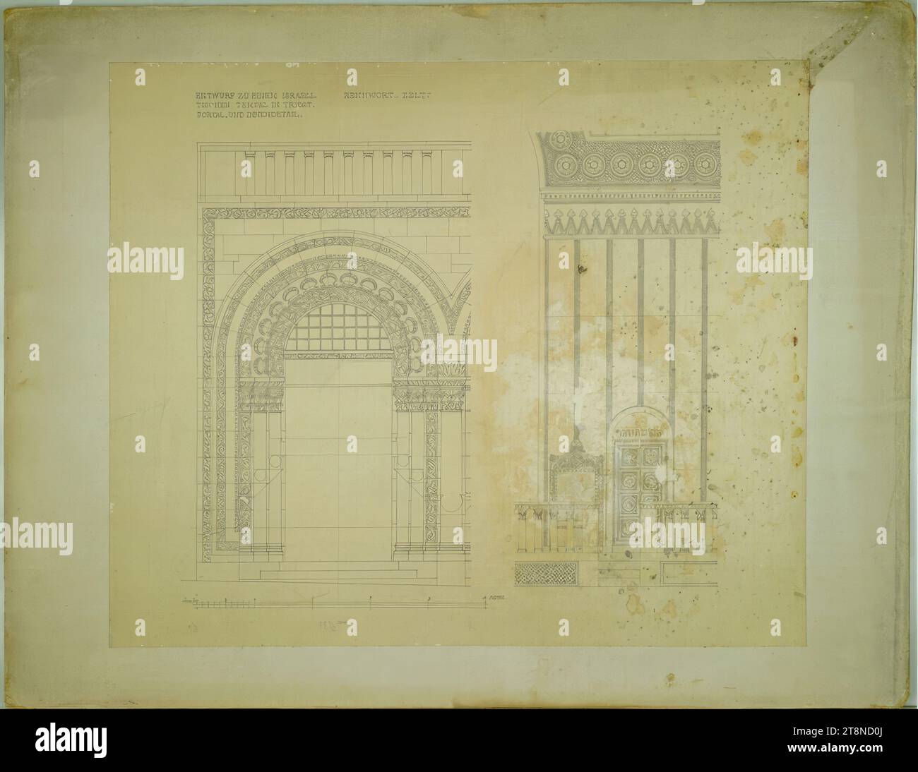 Triest, Synagoge (Wettbewerbsdesign), Details, Erhebungen, Alfred Castelliz (Celje 1870 - 1940 Wien), um 1904 Stockfoto