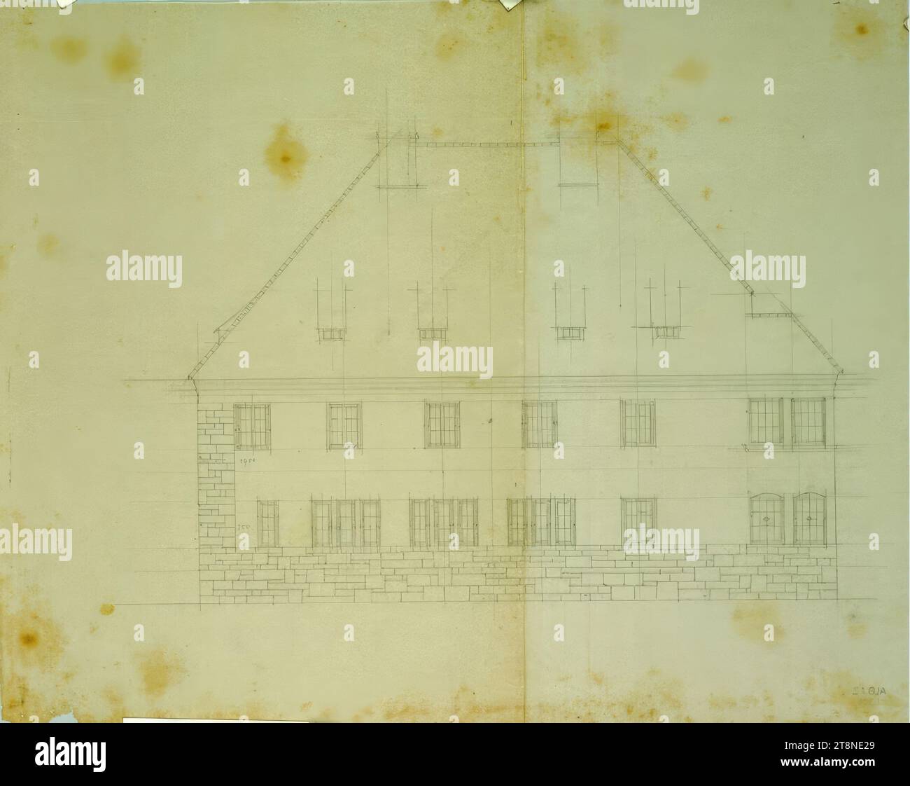 Rehberg, Wohn- und Bürogebäude Georg Grabner, Elevation, Alfred Castelliz (Celje 1870 - 1940 Wien), 1918, Architekturzeichnung, Aquafix; Bleistiftzeichnung, 26,8 x 33 cm Stockfoto