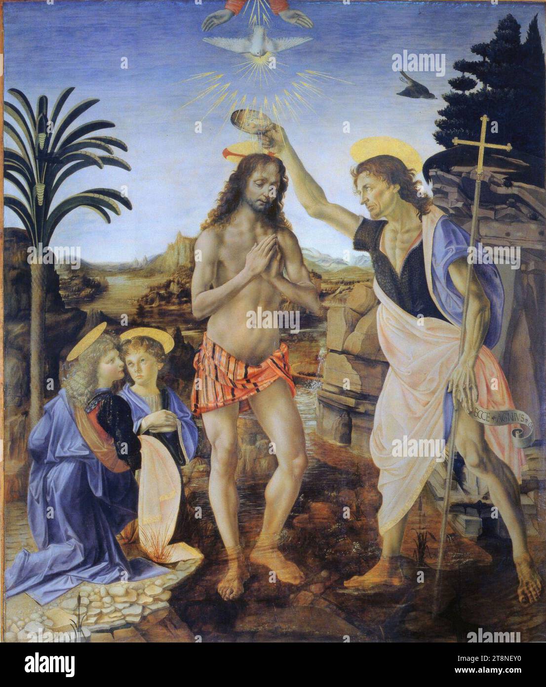 Verrocchio, Leonardo da Vinci - Battesimo di Cristo. Stockfoto