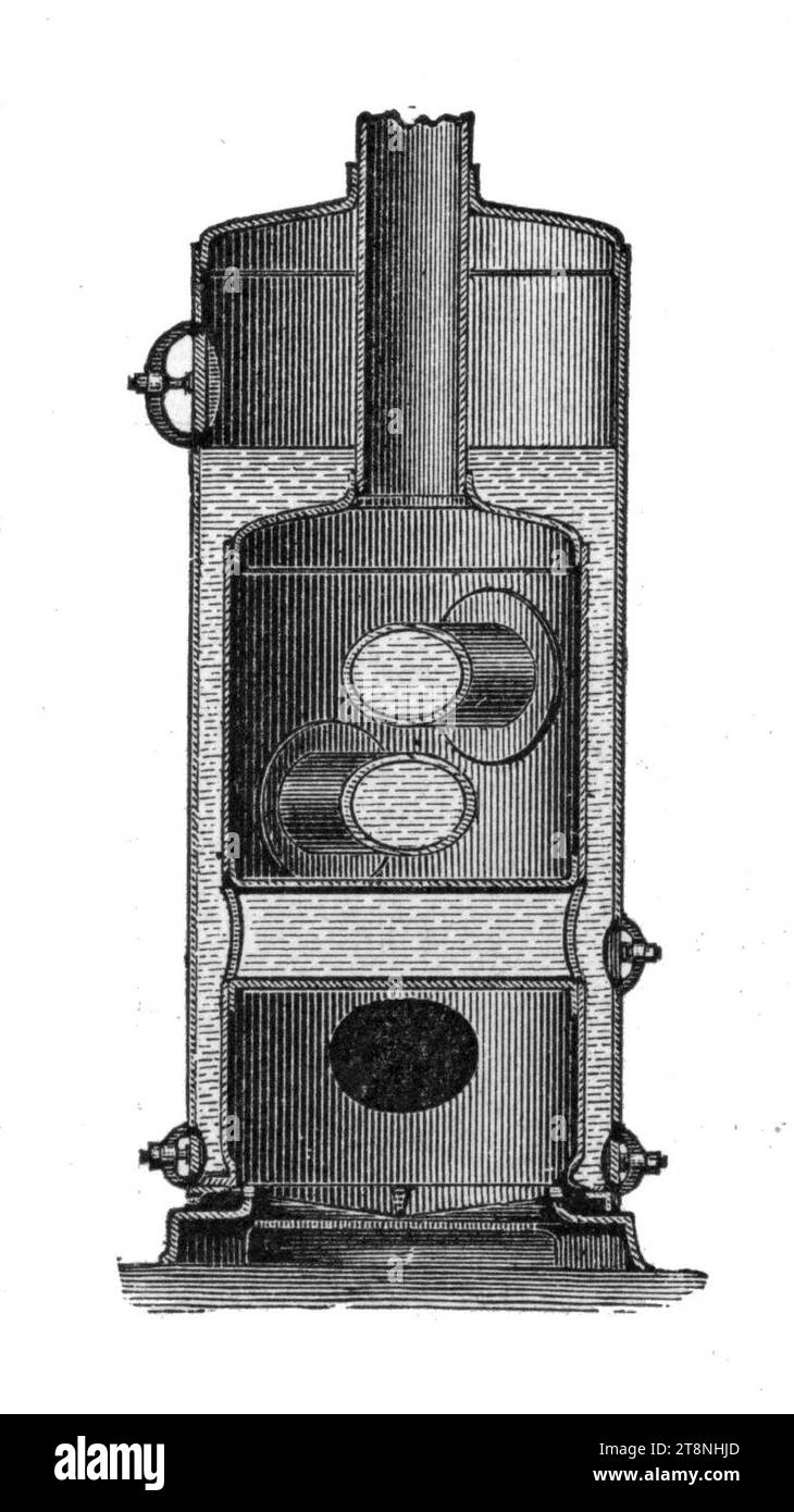 Vertikaler Querrohrkessel (Brockhaus). Stockfoto