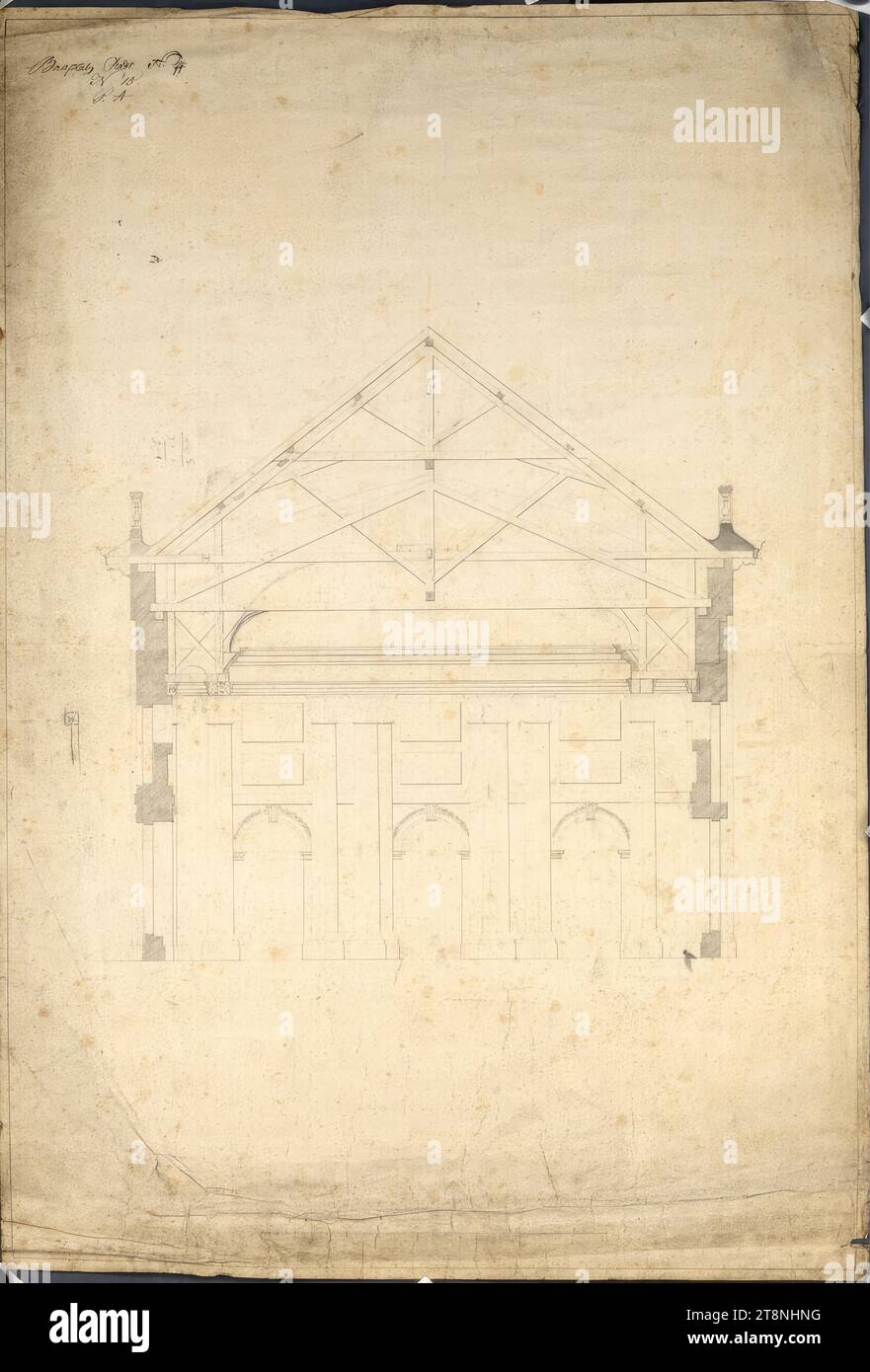 Wien I, Hofburg, Festsaalflügel, Festsaal, Querschnitt, nach 1802, Architekturzeichnung, Graphit, Blatt: 101,6 x 69,5 cm, Bauplatz Stadt, Nr. 15, P.A. Stockfoto