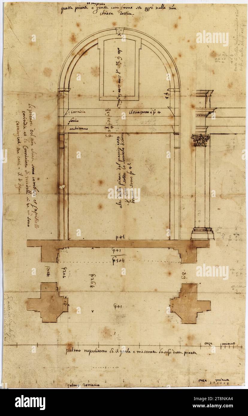 Neapel, Santi Apostoli, linkes Querschiff (Cappella Filomarino), Architekturzeichnung, Papier, fein; Stiftzeichnung, gewaschen, 41,3 x 26,1 cm Stockfoto