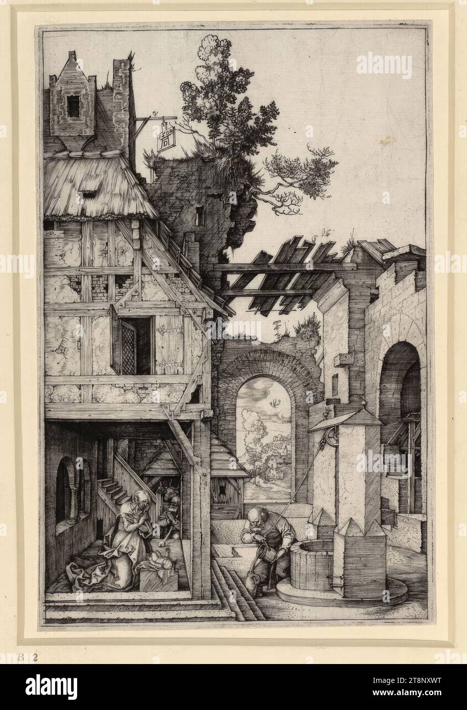 Die Geburt Christi, Albrecht Dürer (Nürnberg 1471 - 1528 Nürnberg), 1504, Druck, Kupferstich, Blatt: 19 x 12,5 cm Stockfoto