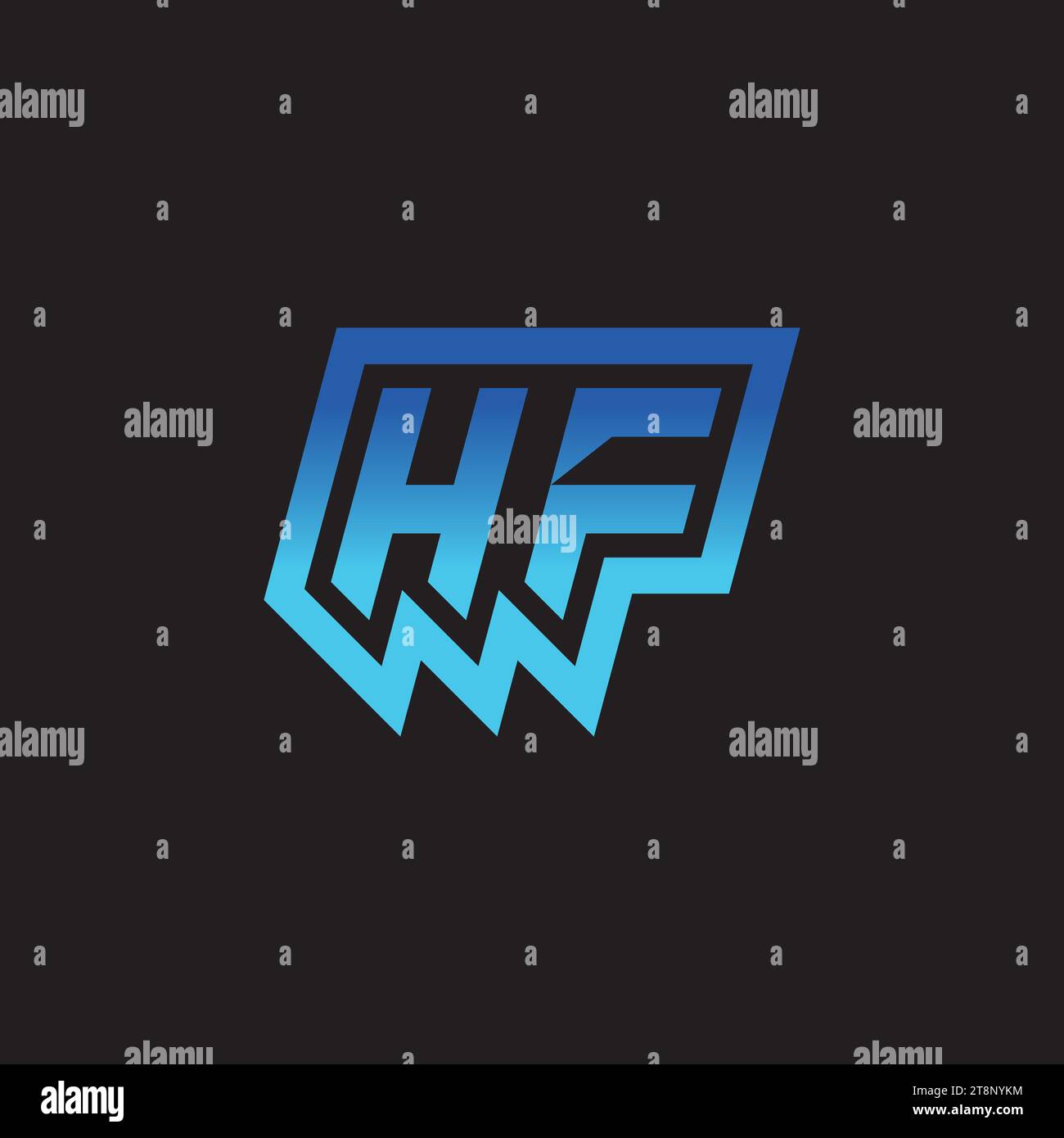 HF Initial Inspiration Logo Design Esport und Gaming Clans Ideen Stock Vektor