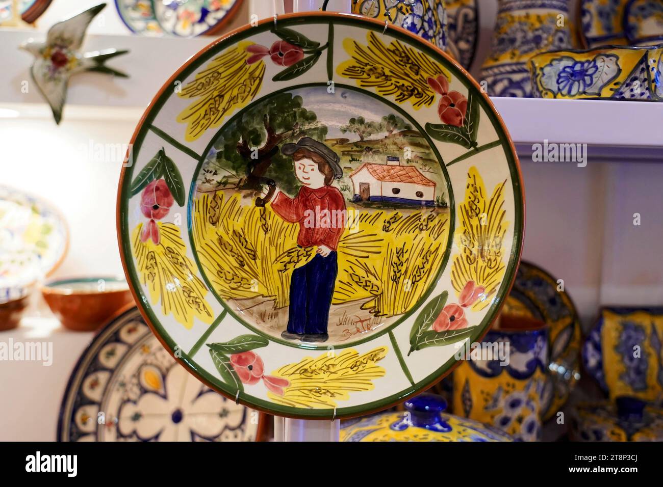 Souvenirs, Töpferwaren, Altstadt, Gasse, Häuser, Tavira, Algarve, Portugal Stockfoto