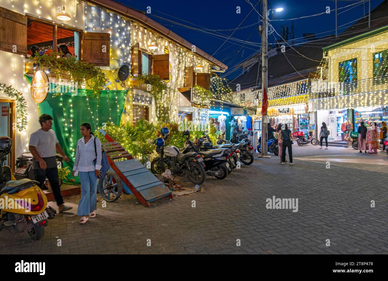 Ecke Princess Street und Bastian Street, Fort Kochi, Cochin, Kerala, Indien Stockfoto