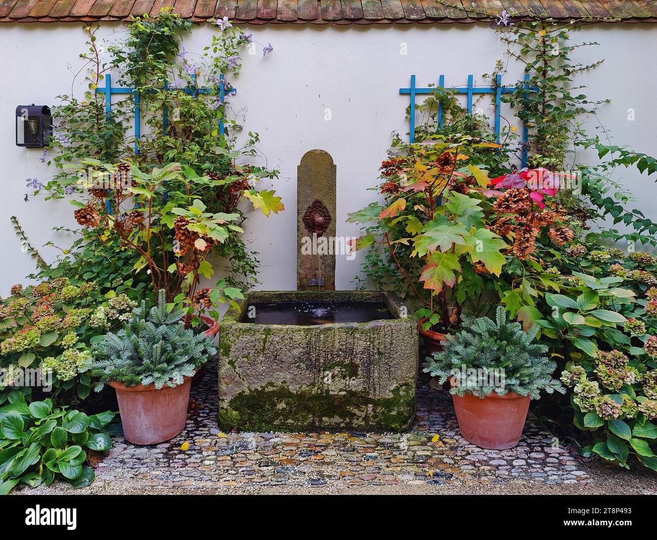 Garten mit originalem Brunnen, Verbindung zwischen dem Deutschen