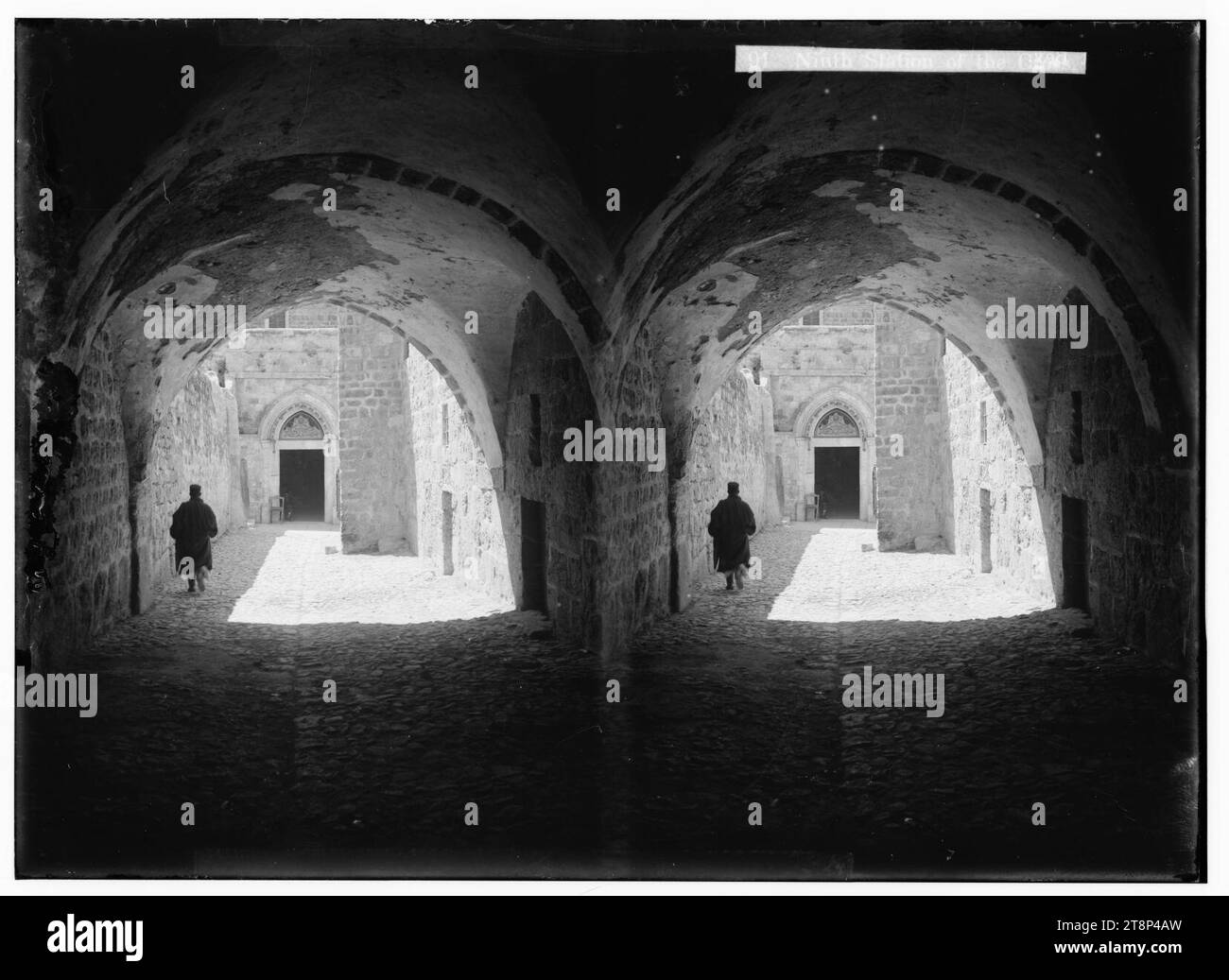 Via Dolorosa, Beginn in der St. Stephen's Gate. Neunte Station des Kreuzes. Stockfoto