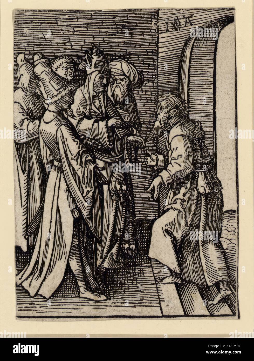 Verrat an Judas, die kleine Passion, Jacob Cornelisz van Oostsanen (Oostsanen 1470 - 1533 Amsterdam), 1520-1521, Druck, Holzschnitt, Blatt: 11,1 x 7,9 cm Stockfoto