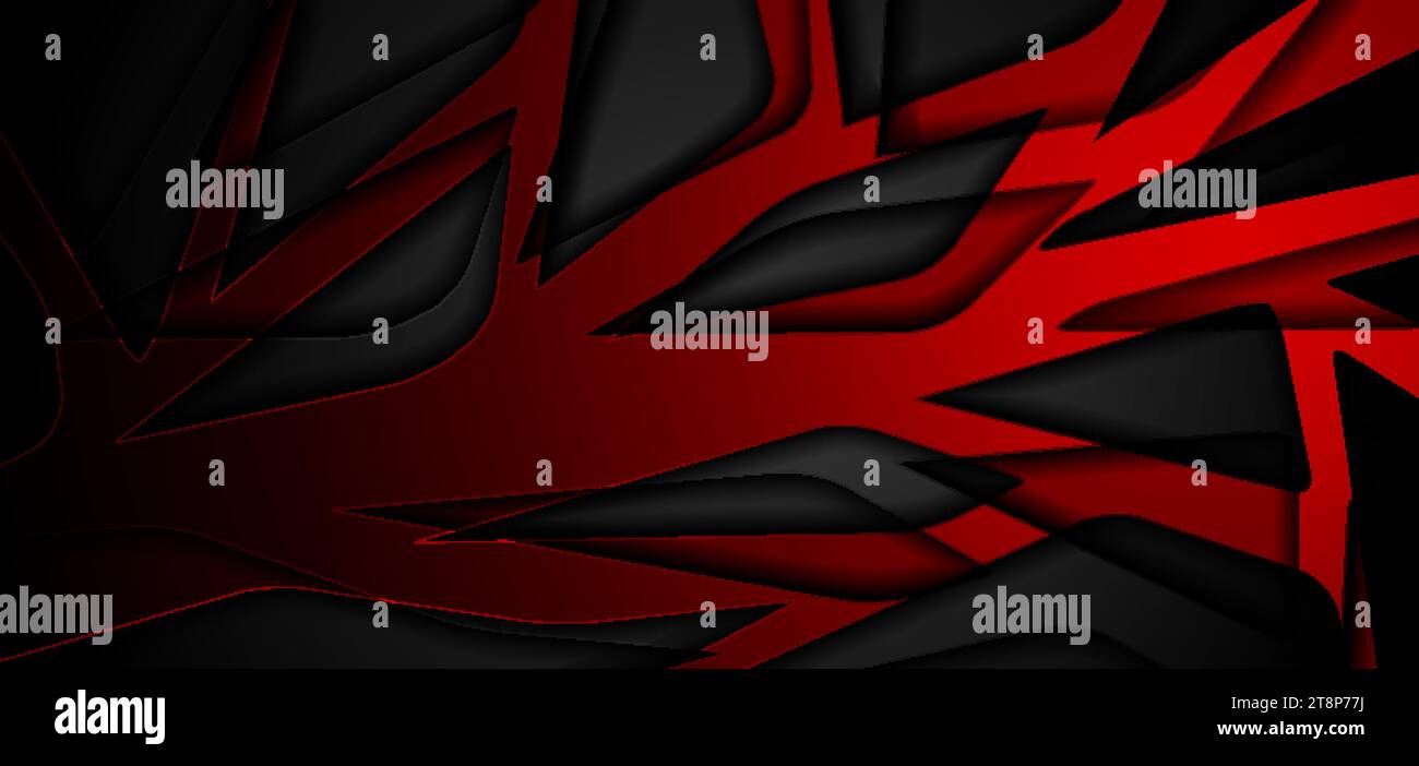 Schwarzer und roter Raster-Tech-Muster abstrakter geometrischer Vektor-Hintergrund Stock Vektor