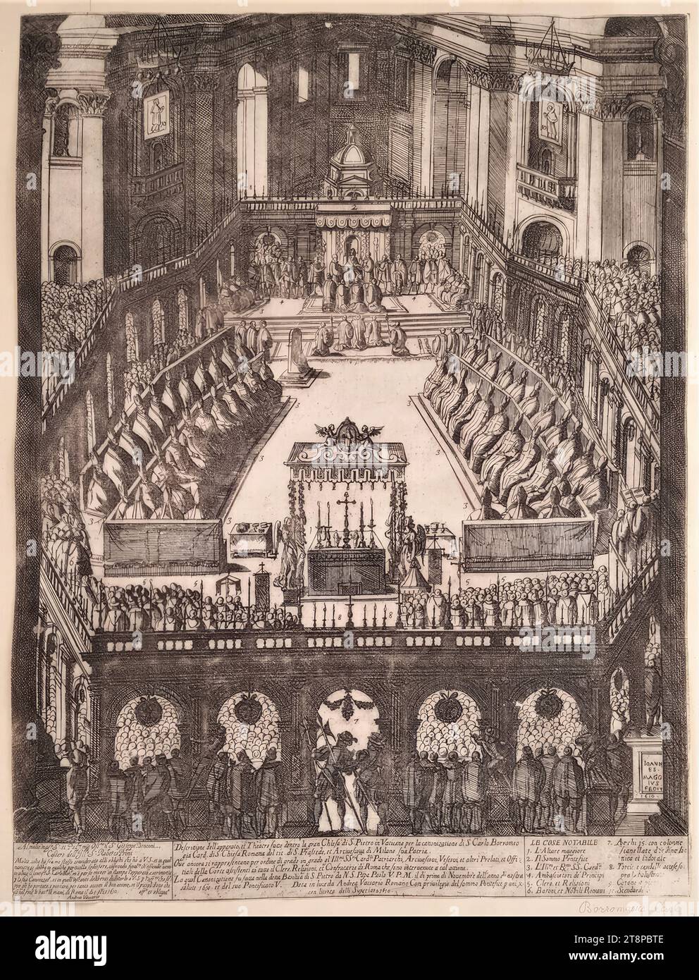 Zeremonie zur Heiligsprechung von Charles Borromeo in St. Peter in Rom am 1. November 1610, 1610, Druckerei, Ätzen auf Papier, Blatt: 50,2 x 38 cm Stockfoto