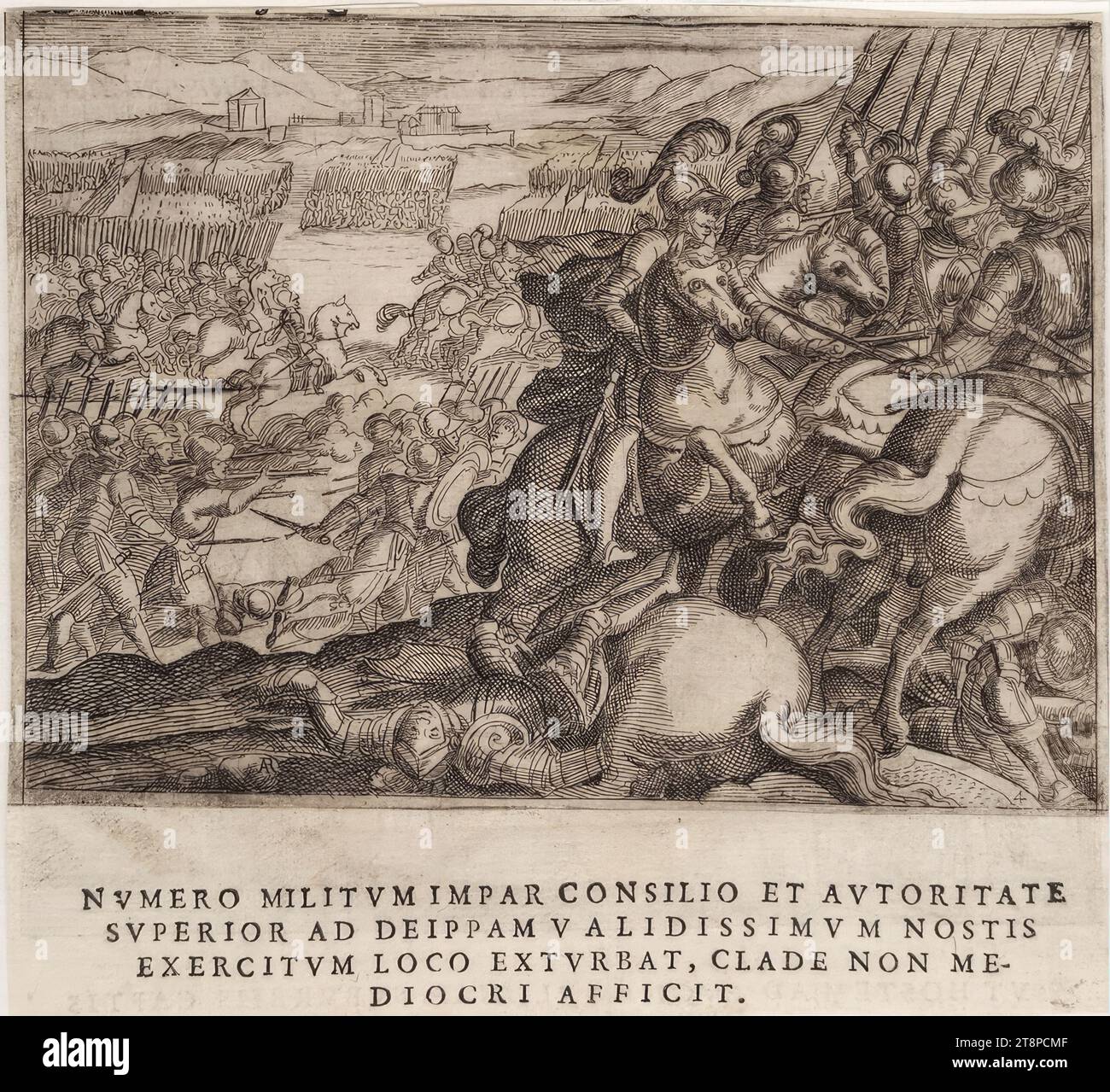 Szene aus dem Leben von König Heinrich IV. Von Frankreich (Giraldi, Esequie d’Arrigo quarto ..., Textbild 4), aus: Giuliano Giraldi, Esequie d’Arrigo quarto cristianissimo Re di Francia, e di Navarra. Feiern Sie in Firenze dal serenissimo Don Cosimo II Granduca di Toscana, Florenz, Bartolommeo Sermartelli e fratelli, 1610, S.23, 1610, Gravur und Text auf Papier, Blatt: 14,8 x 16 cm, [R.b.] '4' (innerhalb der Darstellung) Stockfoto
