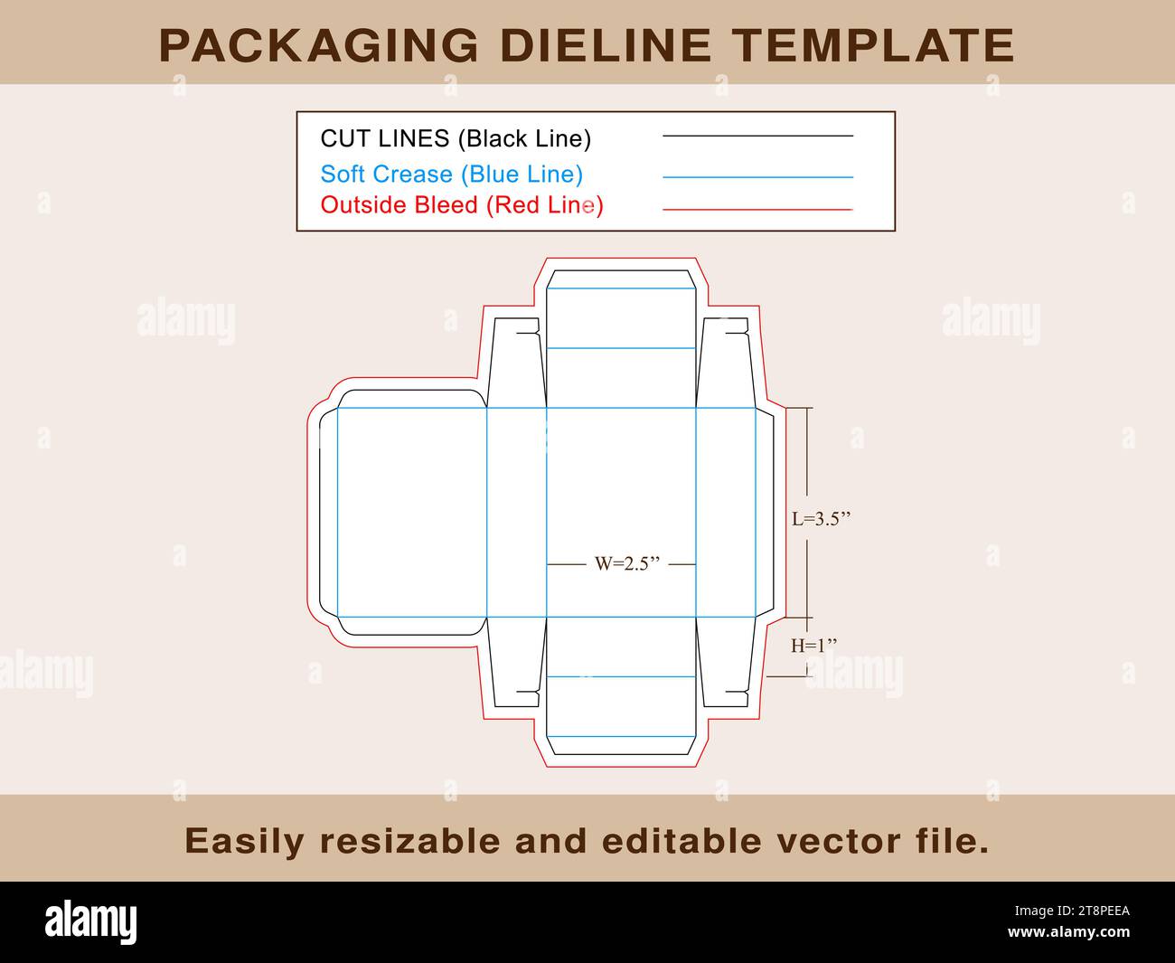 Versandkarton, Enangle Box, rechteckige Box, Matrizenvorlage, editierbare Vektordatei Stock Vektor