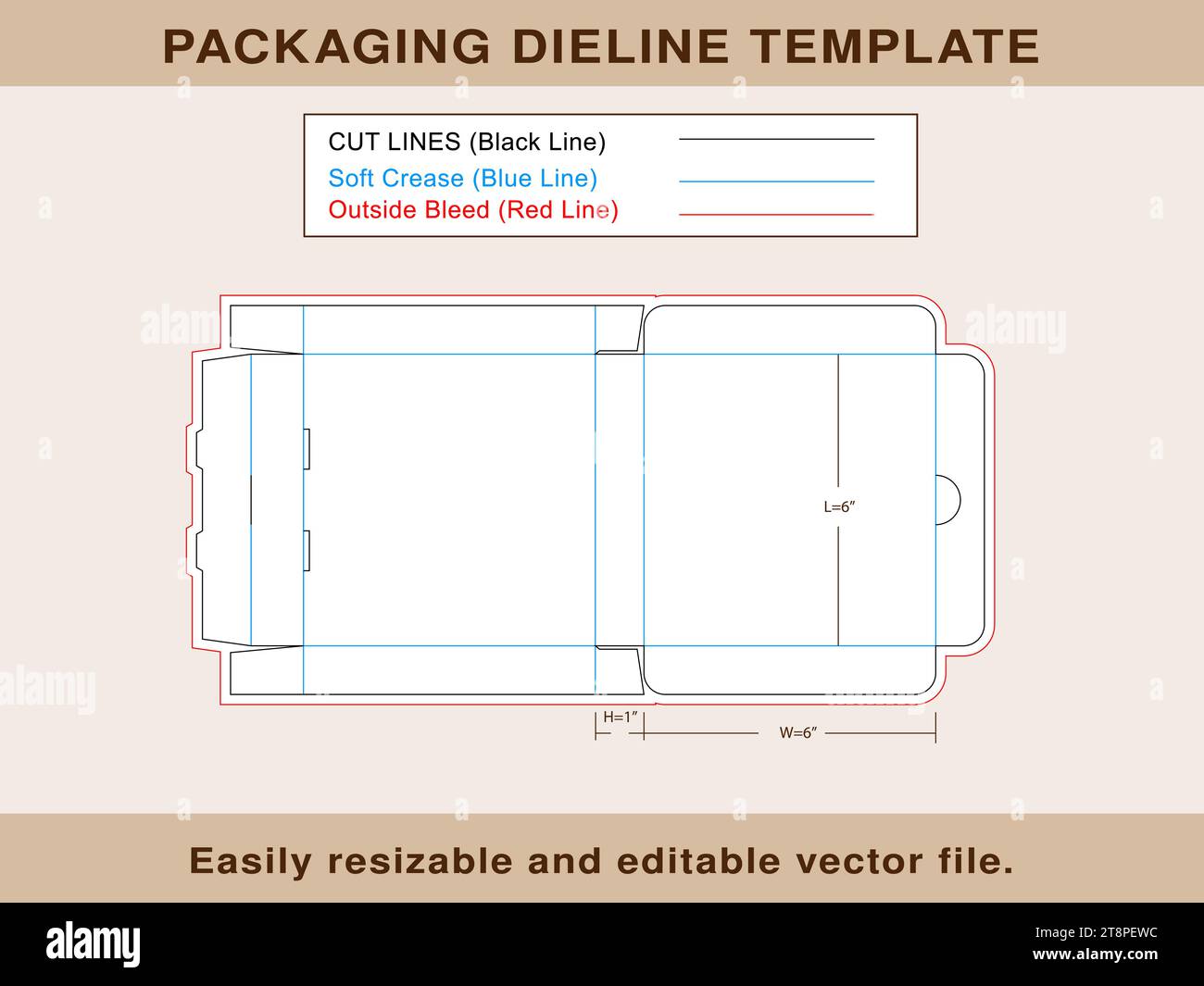 Pizza-Box, Geschenkbox, Aufbewahrungsbox, die-Linie-Vorlage editierbare Vektordatei Stock Vektor