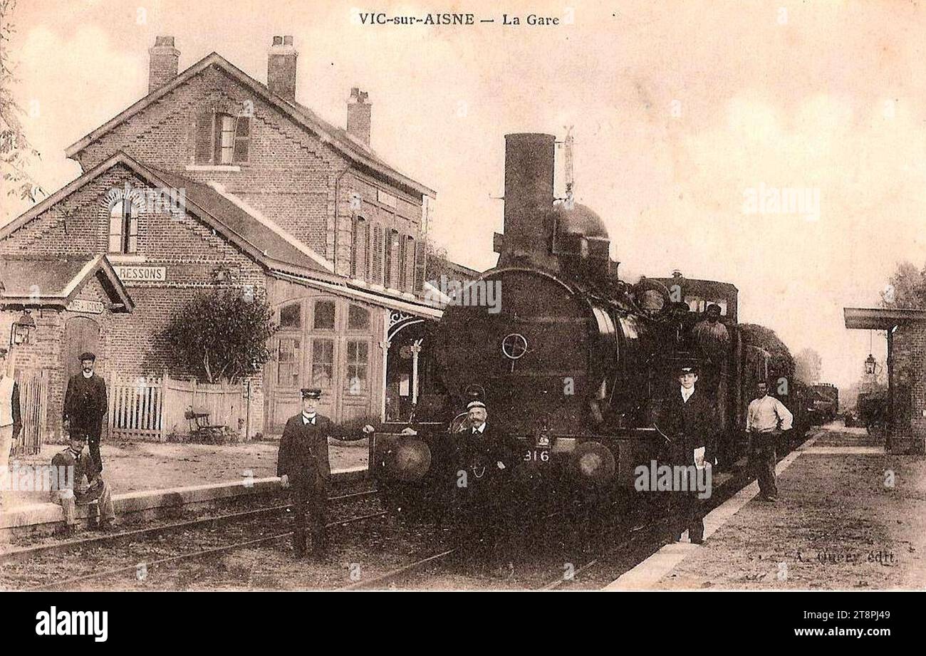 VIC-sur-Aisne - Ressons (02), La gare (2). Stockfoto