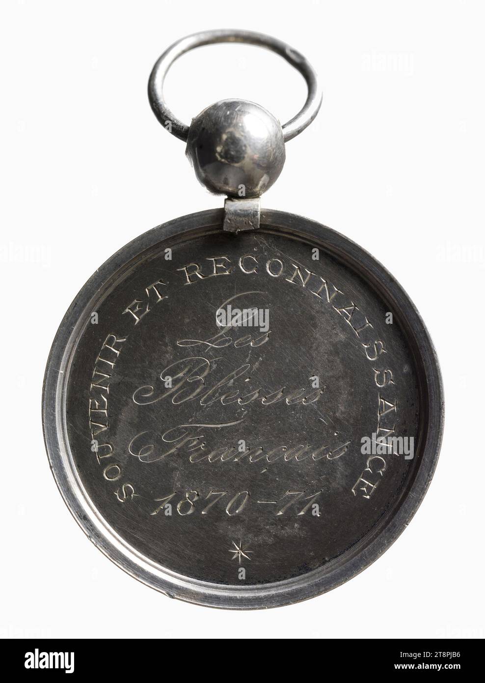 Tribut der Verwundeten an Mrs. Raingo, 1870-1871, Array, Numismatische Medaille, Metall, Abmessungen - Arbeit: Durchmesser: 2,6 cm, Gewicht (Typenabmessung): 10,33 g Stockfoto