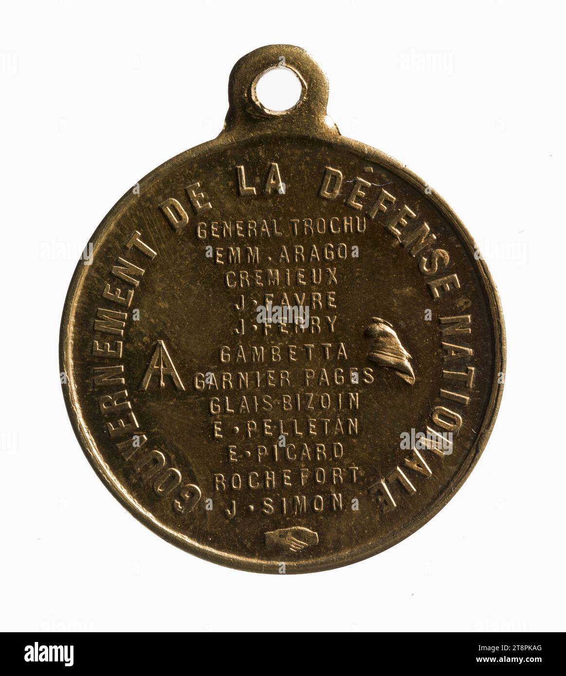 Jules Favre und die Regierung der nationalen Verteidigung, 19. Jahrhundert, Numismatische Medaille, Abmessungen - Werk: Durchmesser: 2,3 cm, Gewicht (Typenmaß): 4,83 g Stockfoto