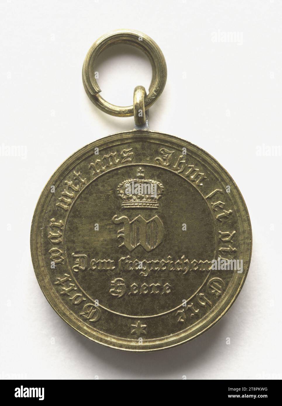 Deutsche Medaille: "Die siegreiche Armee", 1870-1871, Array, Numismatische Medaille, Medaille, Kupfer, vergoldet = Vergoldung, Abmessungen - Werk: Durchmesser: 1,8 cm, Gewicht (Typenabmessung): 3,39 g Stockfoto