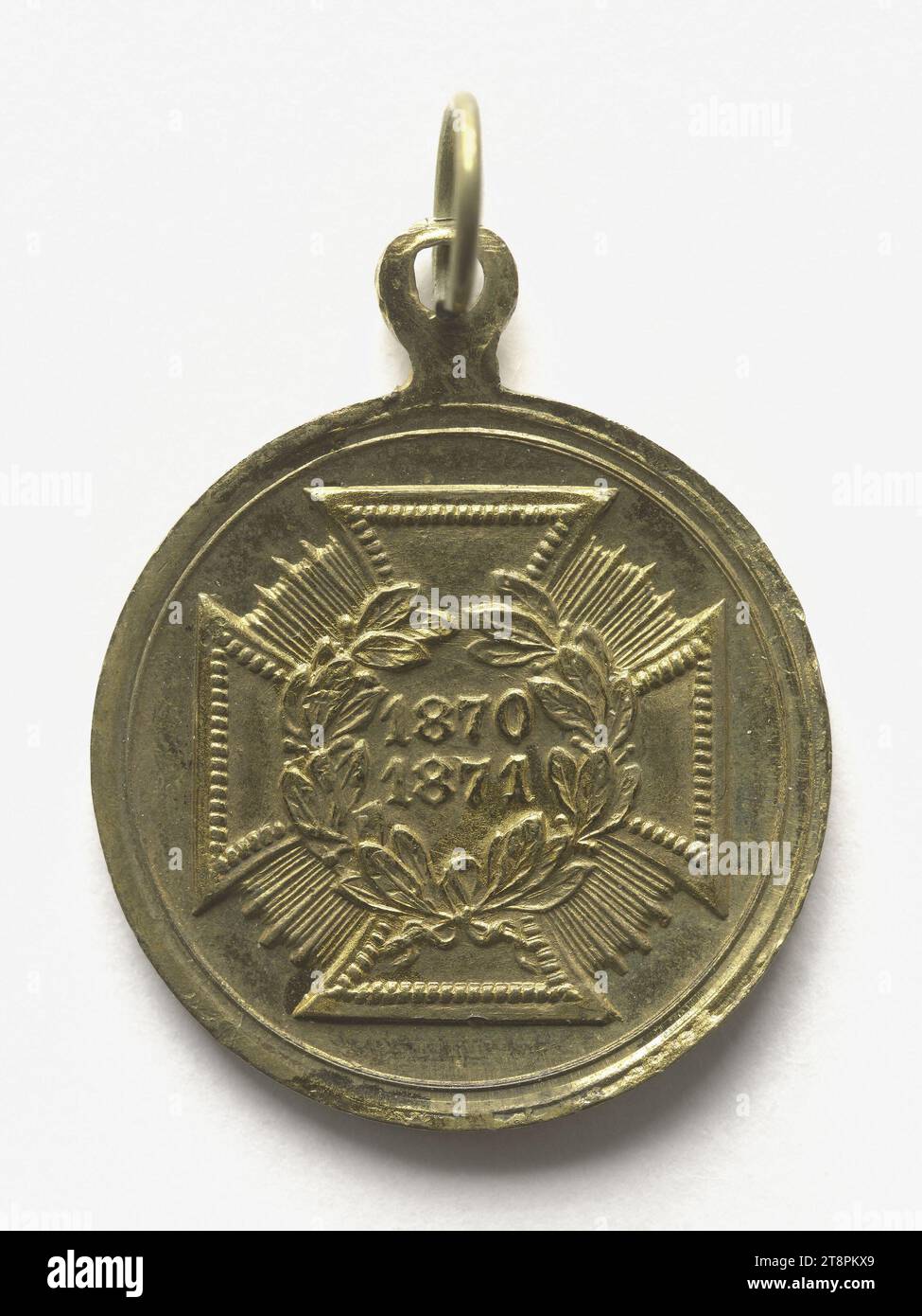 Deutsche Medaille: "Die siegreiche Armee", 1870-1871, Array, Numismatische Medaille, Medaille, Kupfer, vergoldet = Vergoldung, Abmessungen - Werk: Durchmesser: 1,9 cm, Gewicht (Typenabmessung): 2,81 g Stockfoto