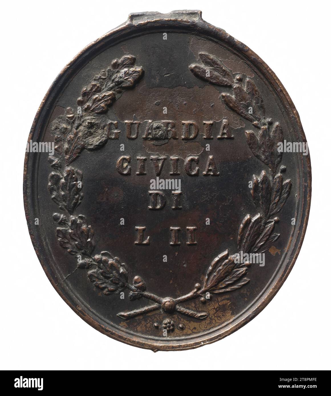 Pius IX. Pontiff (1846-1878), nach 1845, 19. Jahrhundert, Numismatische Medaille, Kupfer, Abmessungen – Arbeit: Höhe: 3,3 cm, Breite: 2,8 cm, Gewicht (Typengröße): 9,42 g Stockfoto