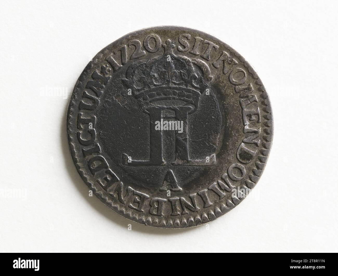 Buch mit dem Titel "de la Compagnie des Indes" von Louis XV, 1720, Roettiers, Norbert, Graveur en médailles, Array, Numismatique, Monnaie, Paris, Abmessungen - Werk: Durchmesser: 2,12 cm, Gewicht (Typenabmessung): 3,64 g Stockfoto