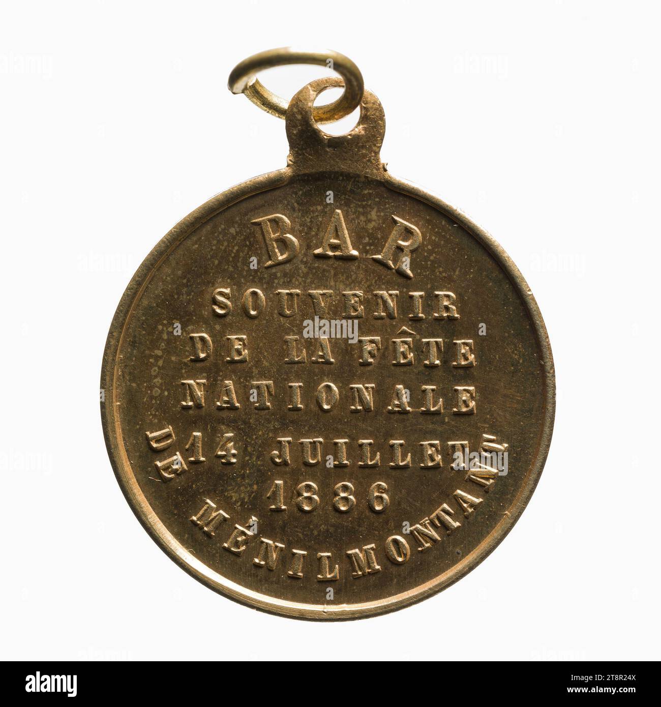 Bar de Ménilmontant lors de la fete nationale, 14 Juillet 1886, Array, Numismatic, Medaille, Kupfer, vergoldet = Vergoldung, Messing, Abmessungen - Werk: Durchmesser: 2,3 cm, Gewicht (Typenabmessung): 3,6 g Stockfoto