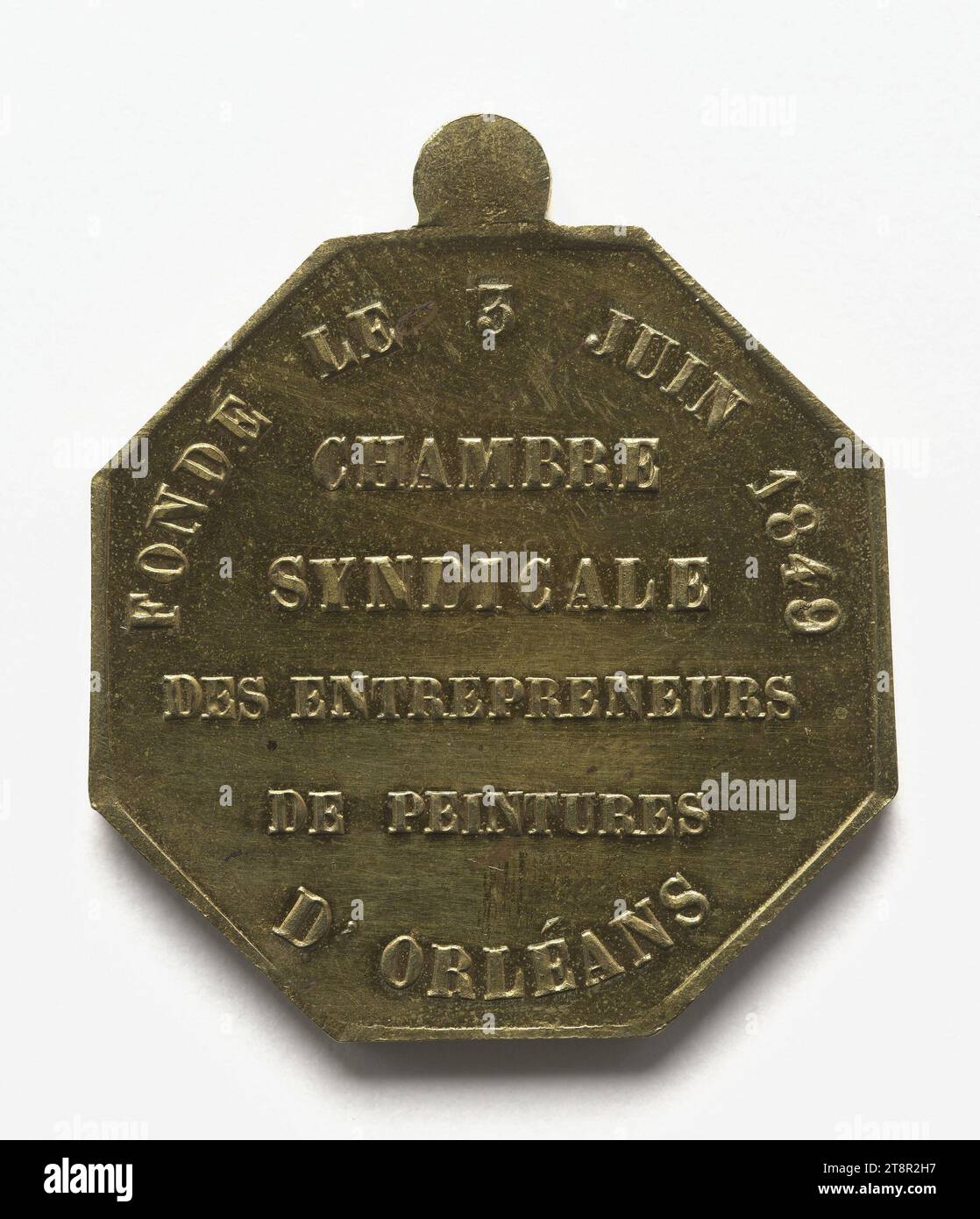 Chambre syndicale des Entrepreneurs de peintures d'Orléans, gegründet am 3. Juni 1849, Array, Numismatic, Medaille, Kupfer, vergoldet = Vergoldung, Abmessungen - Werk: Durchmesser: 3,5 cm, Gewicht (Typengröße): 16,55 g Stockfoto