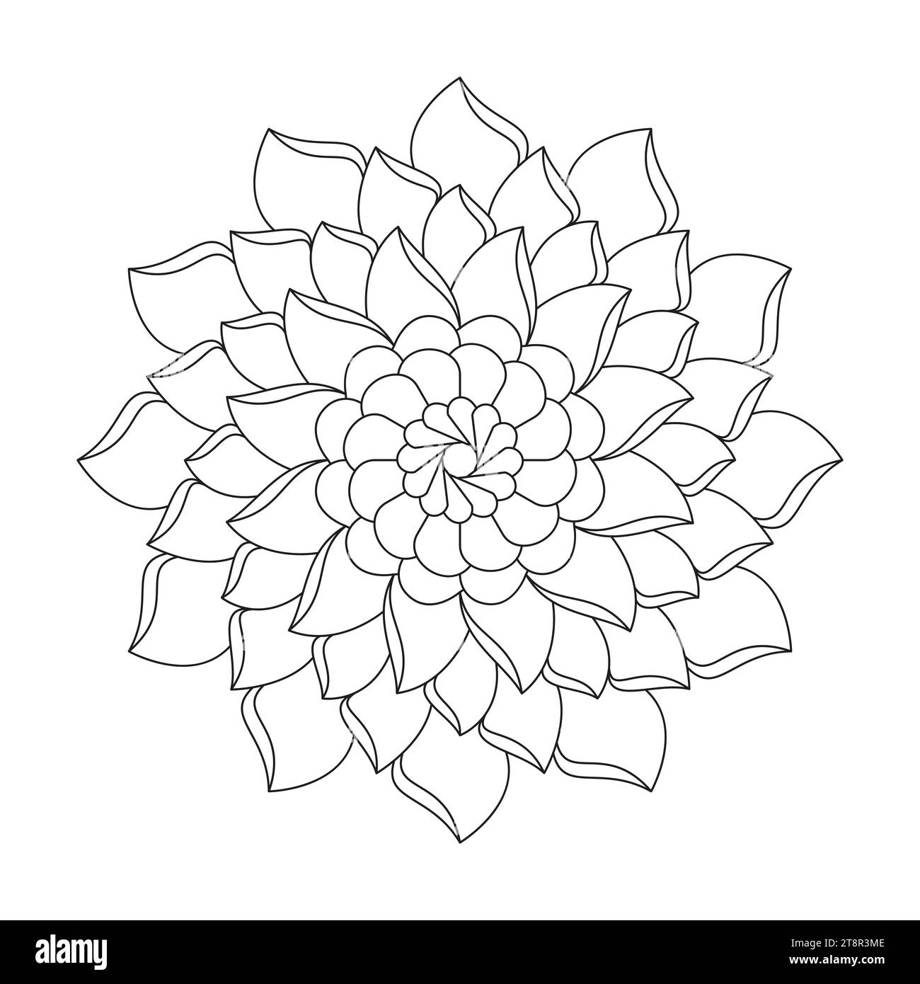 Kinder Mandala Ethereal Essence Malbuch Seite für KDP Buch Innenraum. Friedliche Blütenblätter, Fähigkeit zum Entspannen, Gehirnerlebnisse, harmonische Oase, Stock Vektor