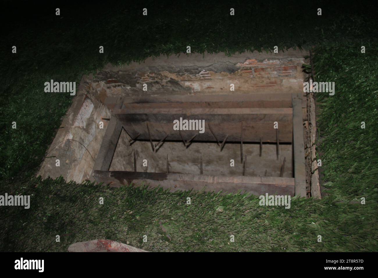 Cu-Chi-Viet-Cong-Tunnel, wichtiges NLF-Operationsgebiet während des amerikanischen Krieges, in der Nähe von Saigon, Vietnam Stockfoto