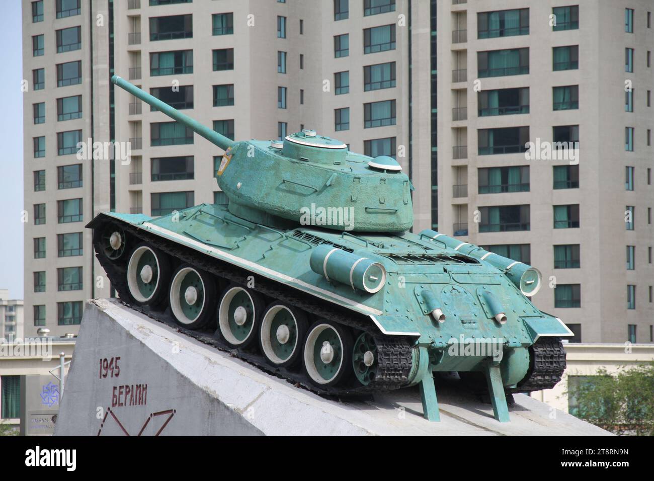 T-34 Panzer am Zaisan Russian World war II Memorial, Ulaanbaatar, Mongolei Stockfoto