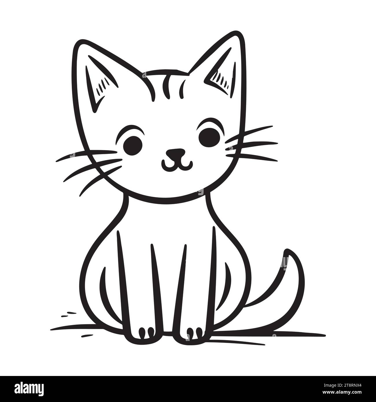 Vektor Hand gezeichnet süße Katze. Isolierte Abbildung auf weißem Hintergrund Stock Vektor