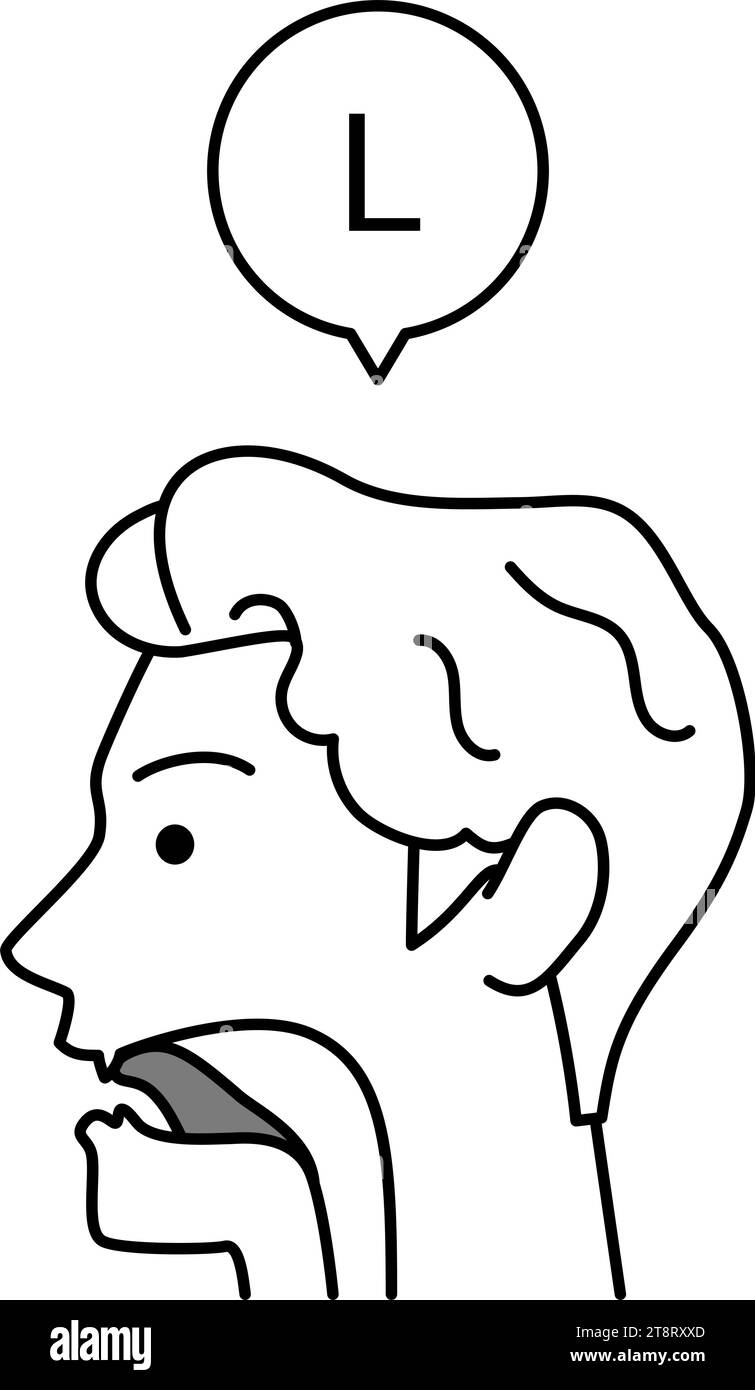 Illustration der Zungenbewegung für englische Konversation und l Aussprache, Vektorillustration Stock Vektor