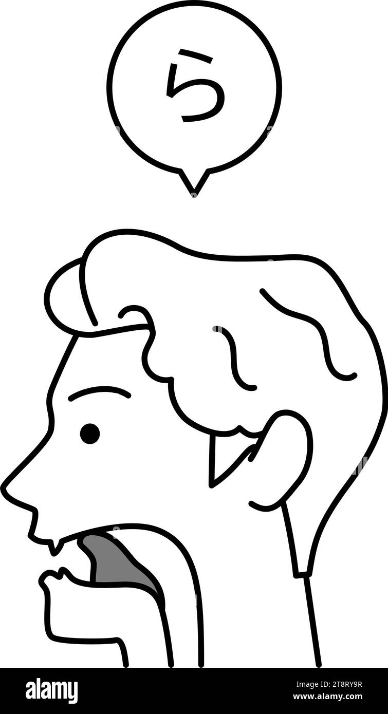 Illustration der Zungenbewegung für „la“ im englischen und japanischen Gespräch, Vektorillustration Stock Vektor