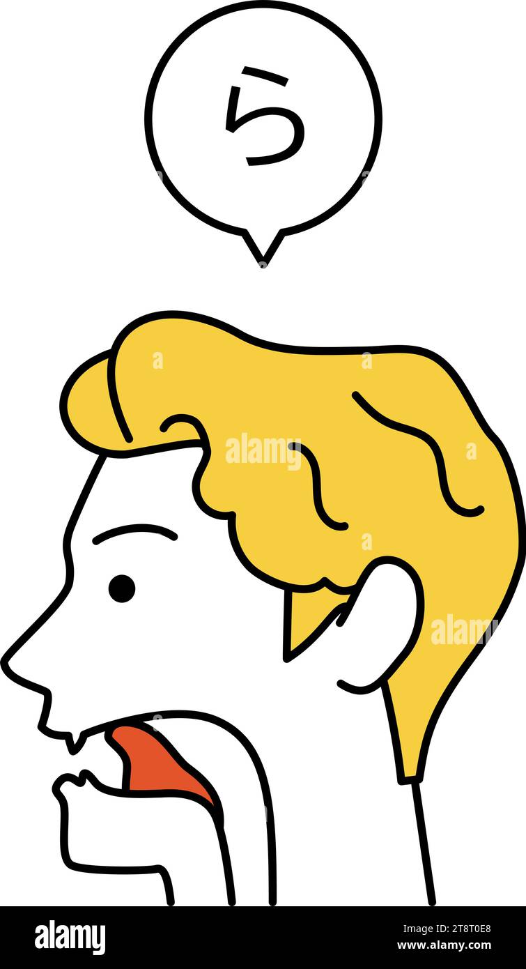 Illustration der Zungenbewegung für „la“ im englischen und japanischen Gespräch, Vektorillustration Stock Vektor