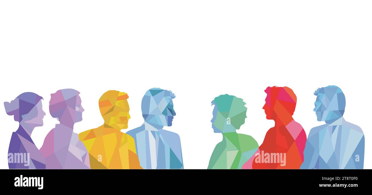 Gruppe von Gesprächspartnern, isoliert auf weißem Hintergrund, Illustration Stock Vektor