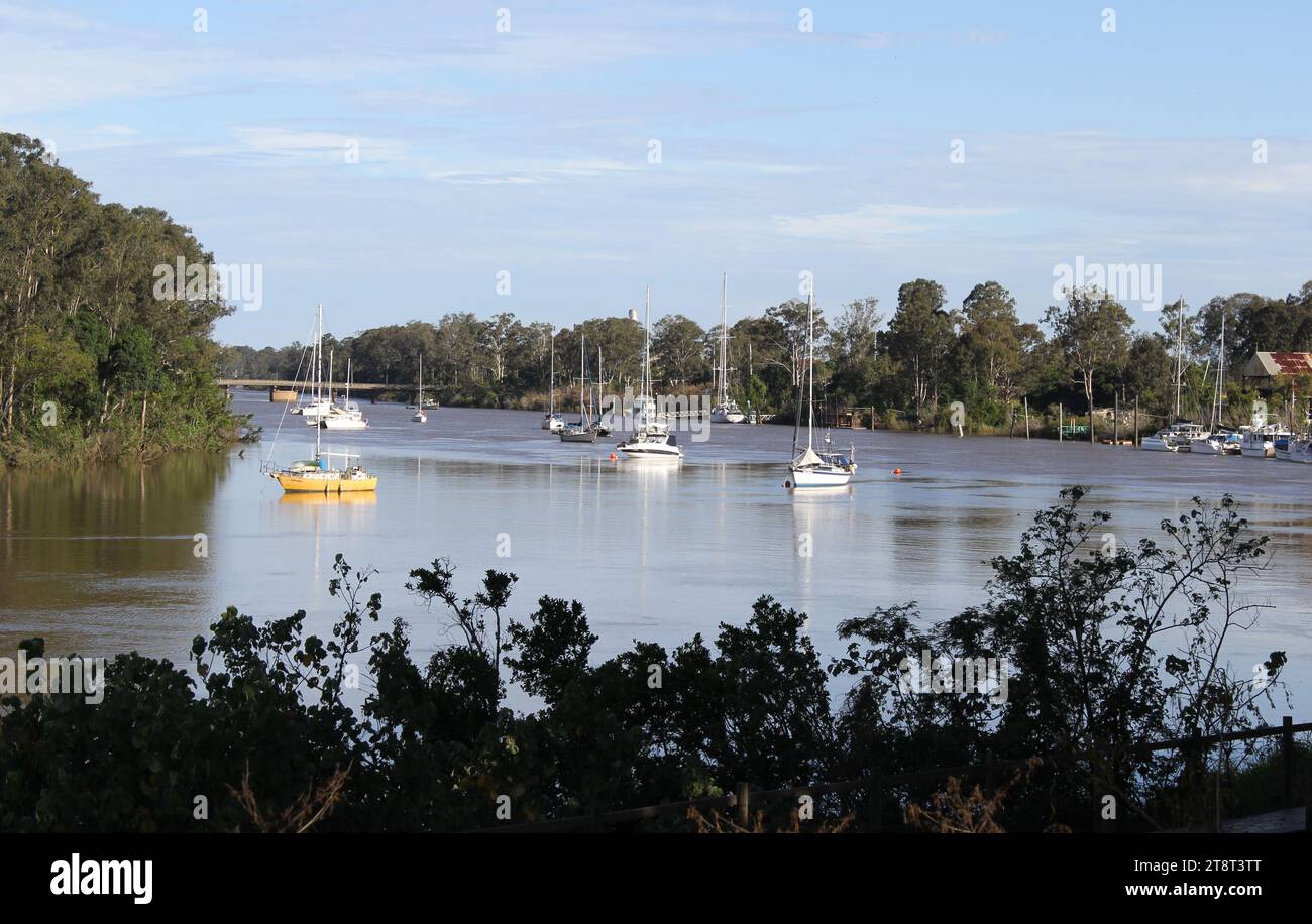 Boote auf dem Mary River in Maryborough, Queensland, Australien Stockfoto