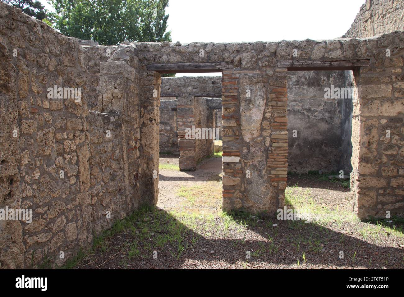 Ruinen von Pompeji, Überreste der römischen Stadt, die durch den Ausbruch des Mt. Vesuv im Jahre 79 n. Chr. und in der Neuzeit ausgegraben, Italien Stockfoto