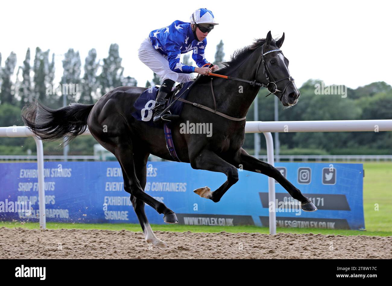 Aktenfoto vom 26.07.2020 von Tamaris, geritten von Jockey Jason Watson. Tamaris sieht gut positioniert aus, um einen Hattrick für das in-Form-Team Joe Tizzard in der Evelyn Partners Handicap Chase in Wincanton zu absolvieren. Ausgabedatum: Dienstag, 21. November 2023. Stockfoto