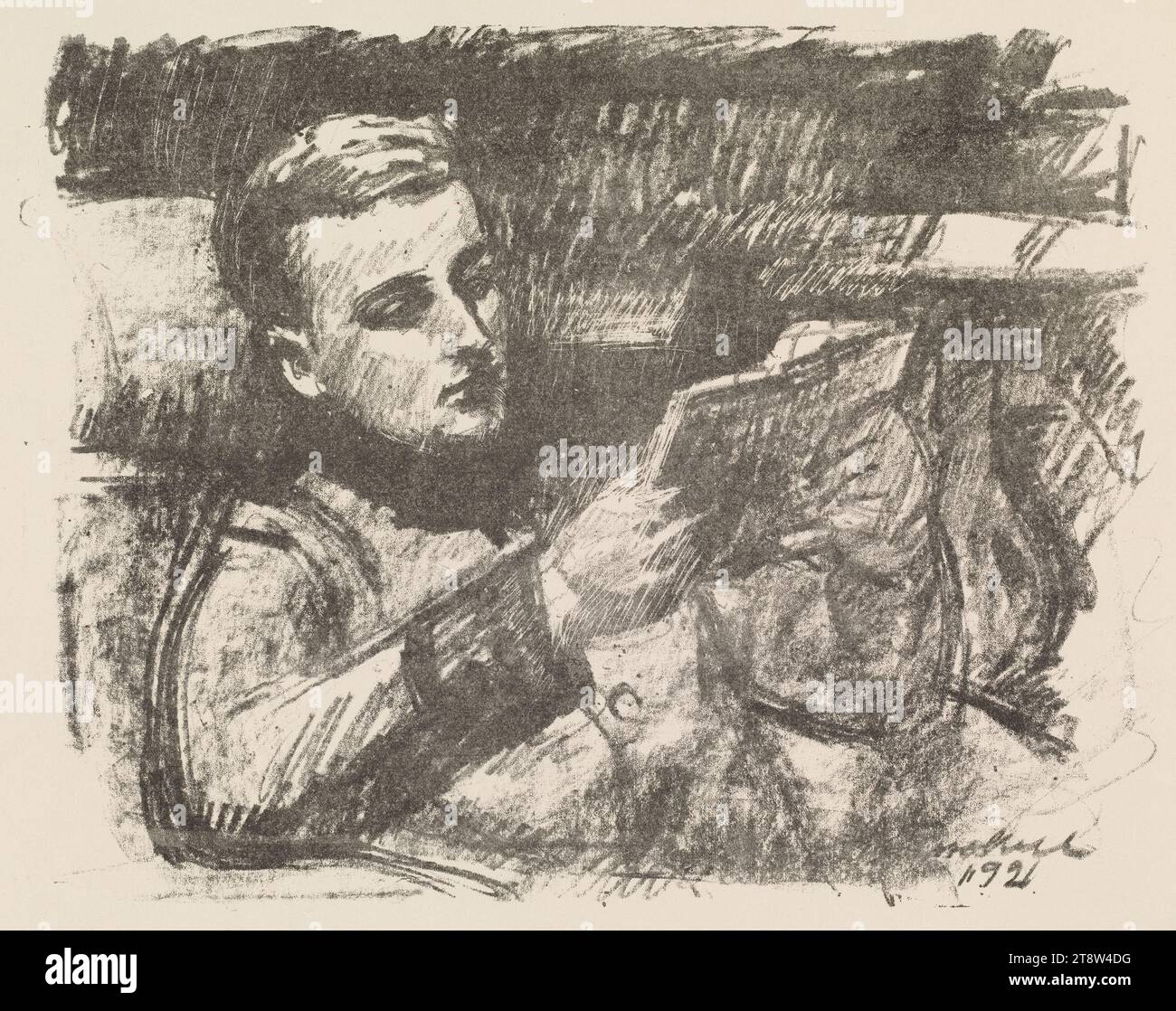 Magnus Enckell, 9.11.1870, Hamina, 27.11.1925, Stockholm, Boy Reading (Jorgen Enckell), 1921, 24,3 x 30,3 cm, Lithographie Stockfoto